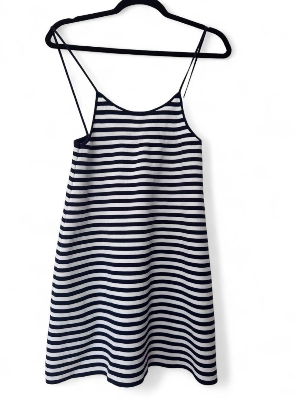 MANGO Nautical Navy & White Striped Spaghetti Strap Dress